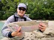 Phil and Mark rainbow trout, May lake good